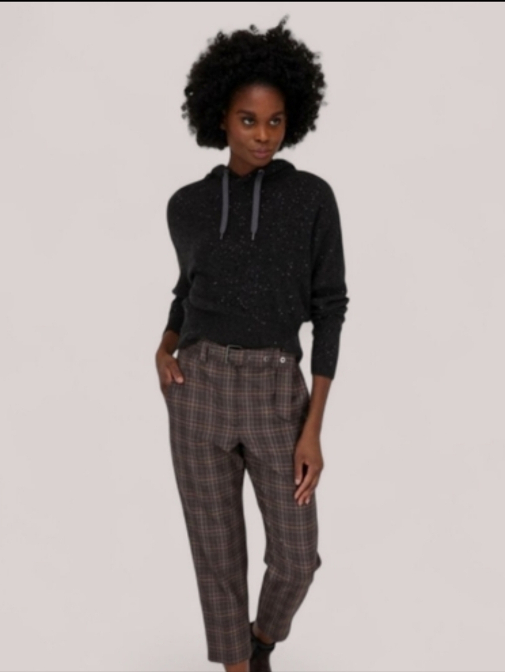 $1925 BRUNELLO CUCINELLI Ankle Trouser Virgin Wool Highrise Belt Plaid Crop 6